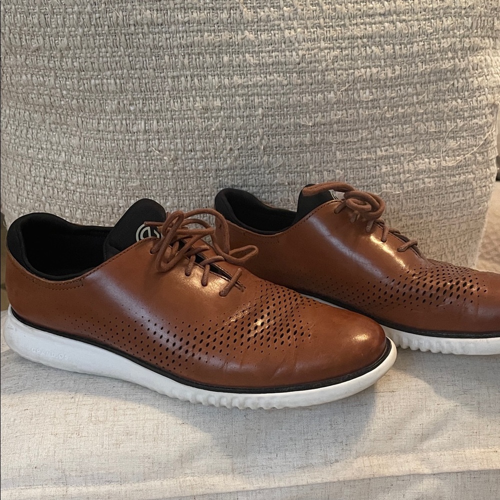 Cole Haan Tan Leather Oxfords with White Sole